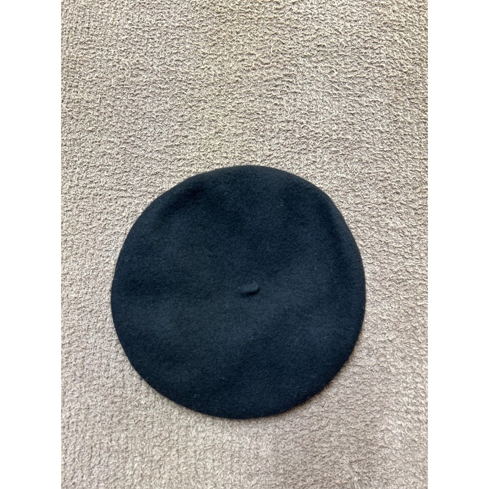 Hologramme Paris Black Wool Beret Hat One Size Made in France Classic Style